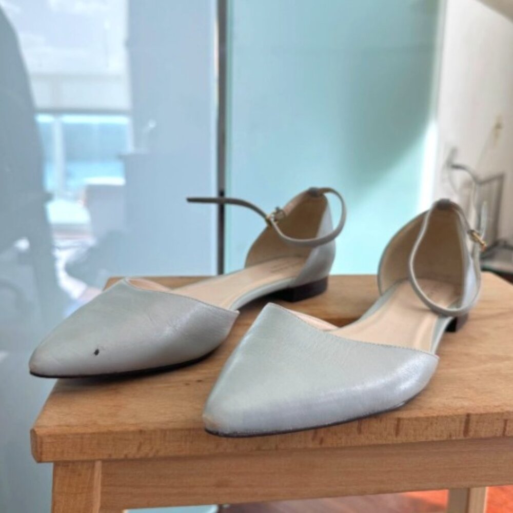 Cole Haan Grand.OS Pointed-Toe D'Orsay Flats – Light Blue Leather, Size 8